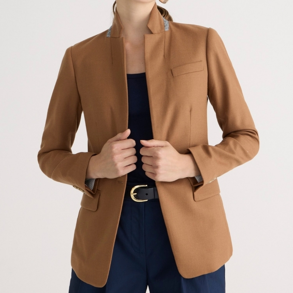 NWT J Crew Camel Tan Regent Wool Blazer Jacket Size 0P